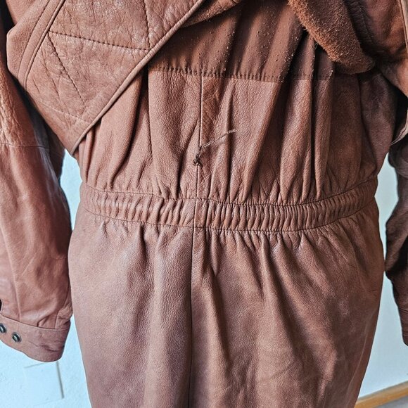 Vintage 80s Wilson’s Leather Adventure Bound Longline Brown Trench Jacket Small - Picture 9 of 14